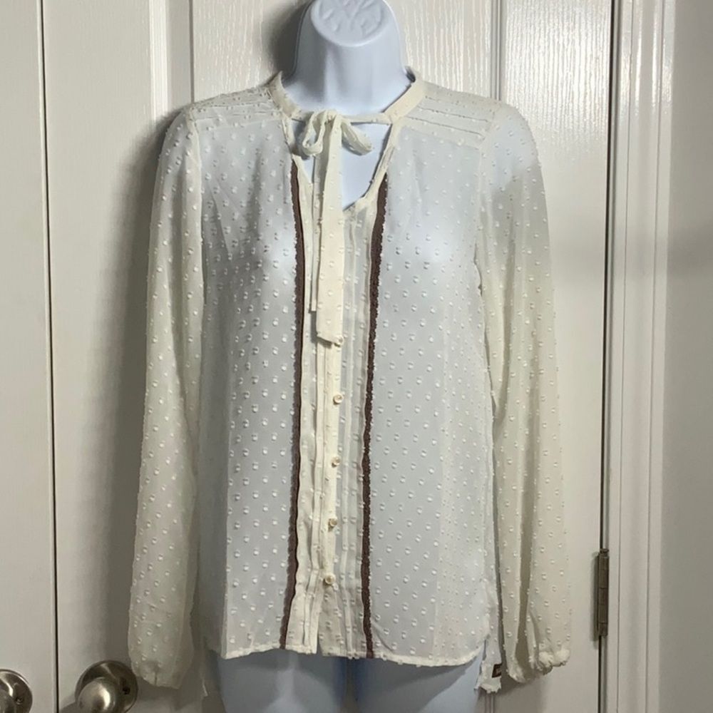 Matilda Jane Swiss Dot Renae Blouse with tie at neck size XS